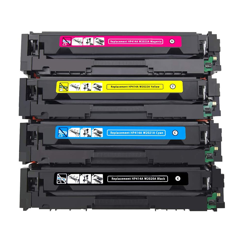 Premium Quality Black, Cyan, Magenta, Yellow Toner Cartridges compatible with HP W2020A, W2021A, W2022A, W2023A (HP 414A)