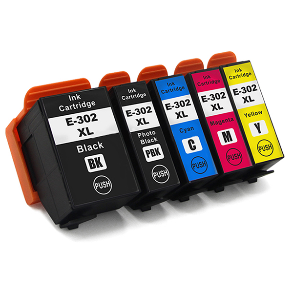 Premium Quality Black, Photo Black, Cyan, Magenta, Yellow High Yield Ink Cartridges compatible with Epson T302XL0-420-S (Epson 302XL)