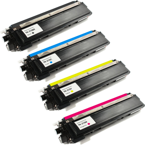 Premium Quality Black, Cyan, Magenta, Yellow Toner Cartridges compatible with Brother TN-210BK (TN-210M)