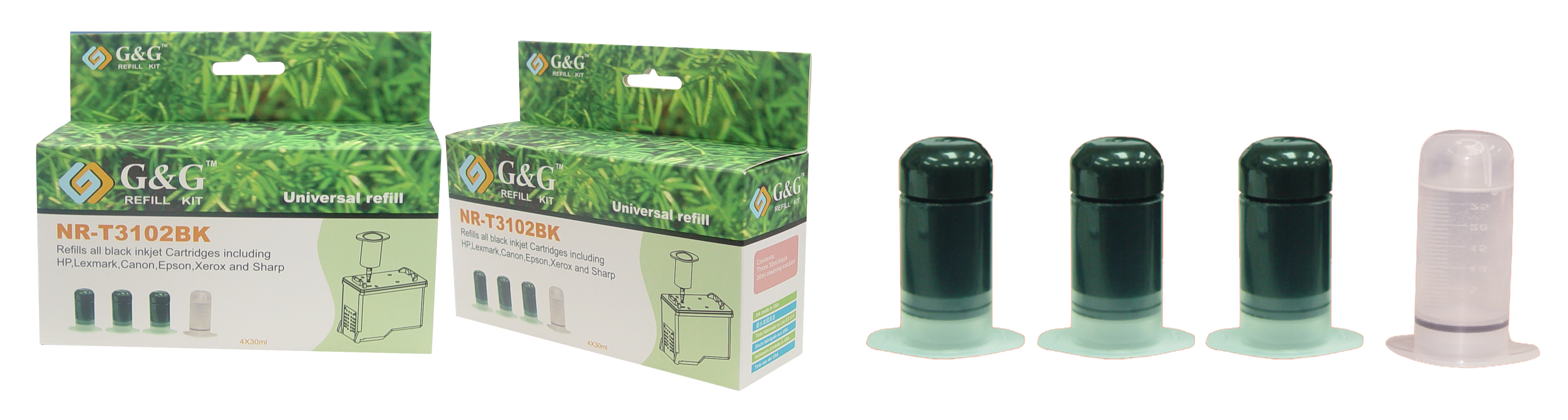 Premium Quality Black (Value Pack) Universal Refill Kits compatible with the Universal NR-T3102Bk