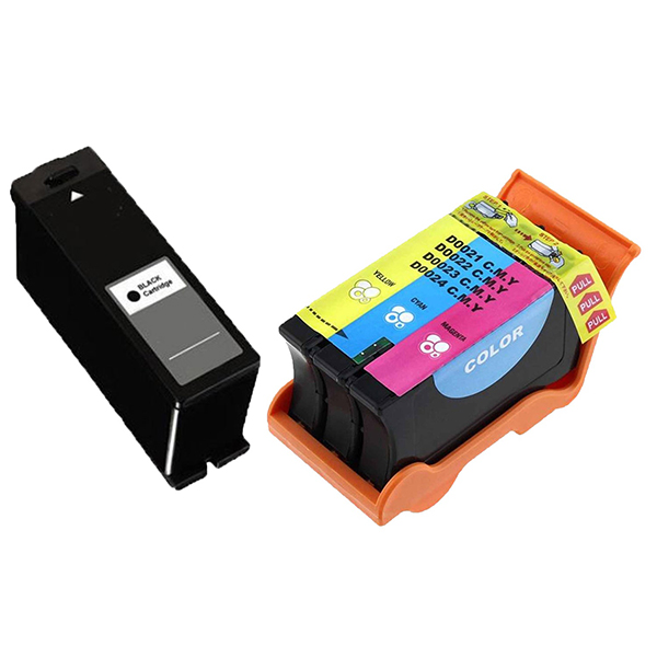 Premium Quality  Black. Color (Bulk Package-5 pcs Black. 3 pcs Color)  Inkjet Cartridges compatible with the Dell (24 Series) 3305887. 3305888. Dell 21. 22. 23 combo