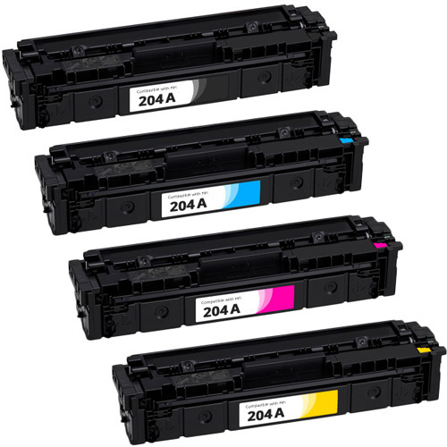 Premium Quality Black. Cyan. Magenta. Yellow Toner Cartridges compatible with HP CF510A. CF511A. CF512A. CF513A (HP 204A)