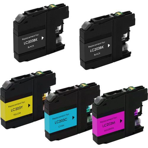 Premium Quality Black. Cyan. Magenta. Yellow High Capacity Inkjet Cartridges compatible with Brother LC-203BK. LC-203C. LC-203M. LC-203Y