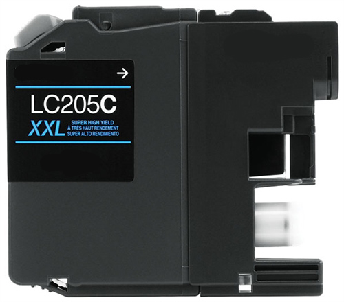 Premium Quality Super High Capacity Cyan Inkjet Cartridge compatible with the Brother LC-205C